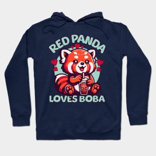 Red Panda Loves Boba Hoodie